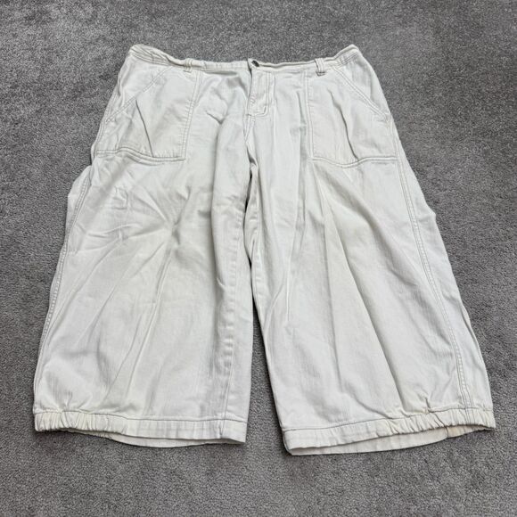 Gozzip Wide Leg Cropped Capri Pants Womens Plus 20W Cream Mid Rise Cotton 38x21 - Picture 1 of 16